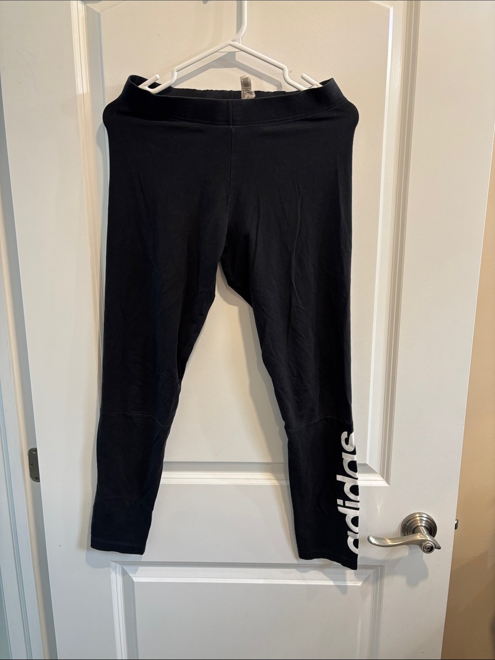 adidas Black Leggings with White Side Logo